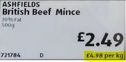 Image showing meat price per kg on a pricing label