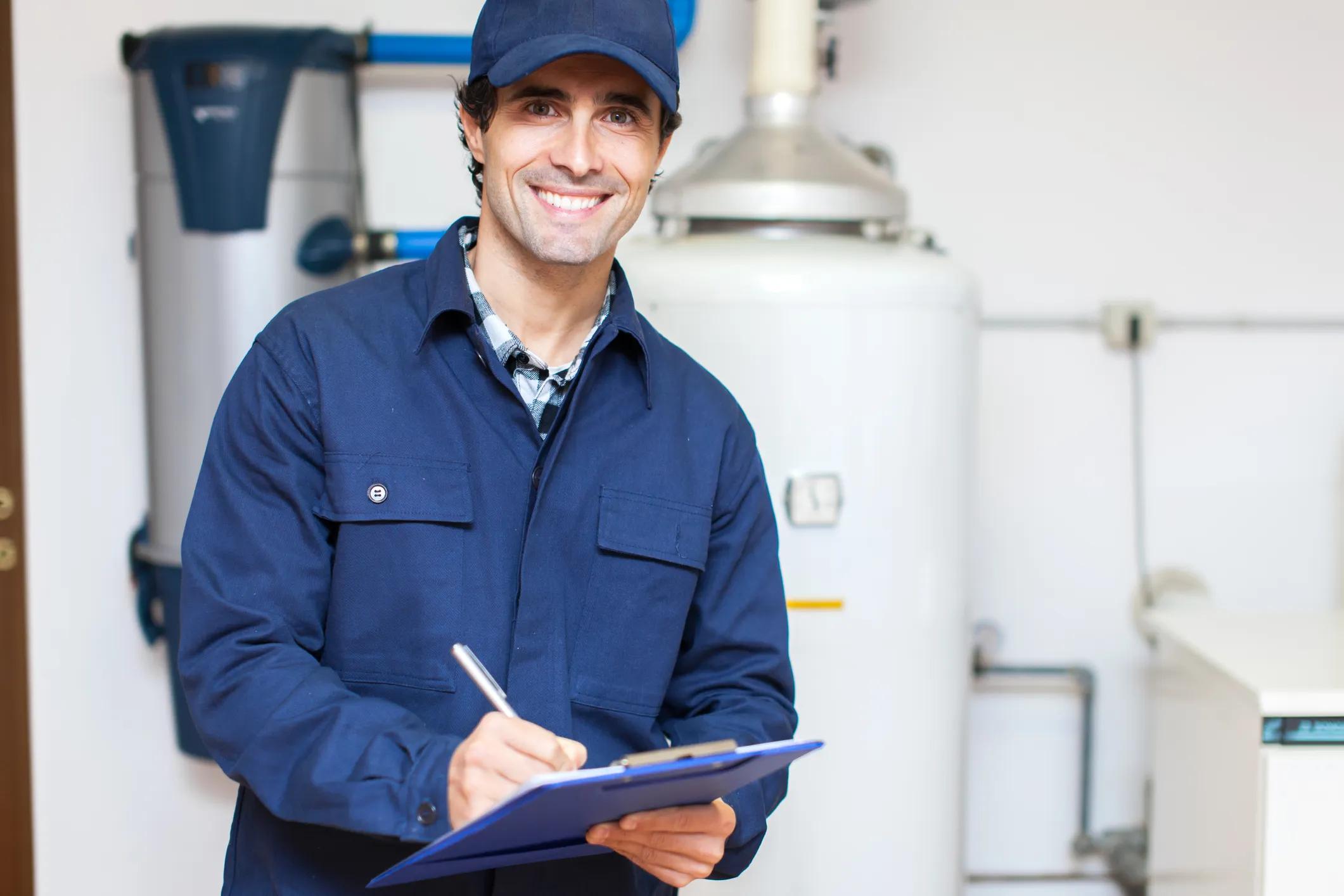 Picture of Tradesman Writing a Bill for a Boiler Repair