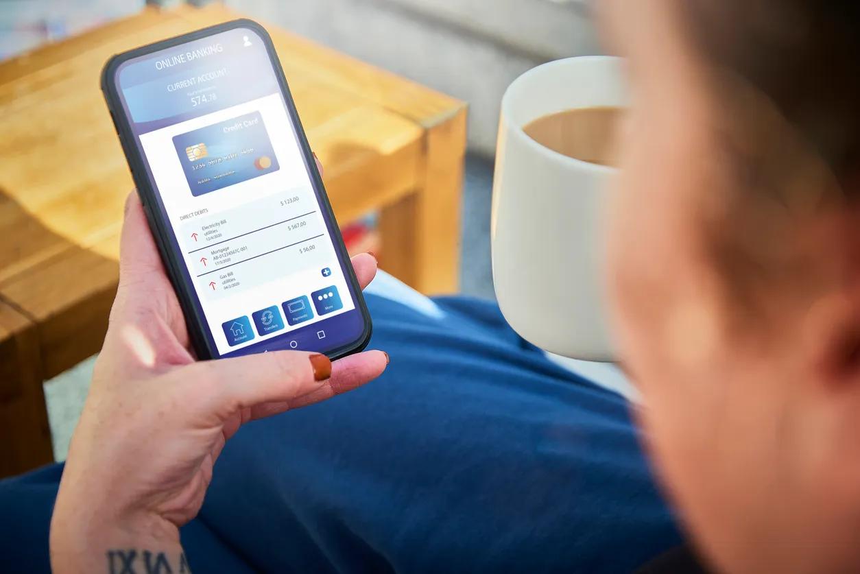 Someone looking at their online banking app